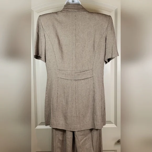 Vintage VIRGO II Lightweight Pantsuit Brown and Tan Houndstooth Size 8 - Picture 2 of 10